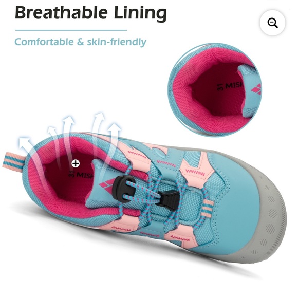 Mishansha Sneakers Girls Hiking Shoes Lightweight Velcro Pink . Size 3 - Picture 5 of 16